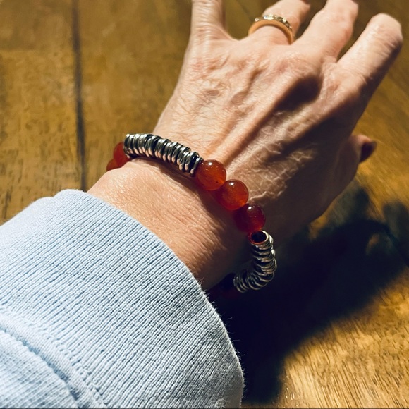 Sterling Silver and Red Coral Statement Bracelet - Picture 8 of 8
